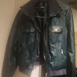 Women's Green Pleather Jacket